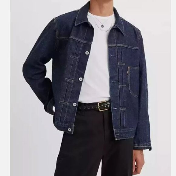 Levi's Premium Size L Type I Denim Jacket Selvedge Trucker Men's Dark Wash New - Picture 11 of 14